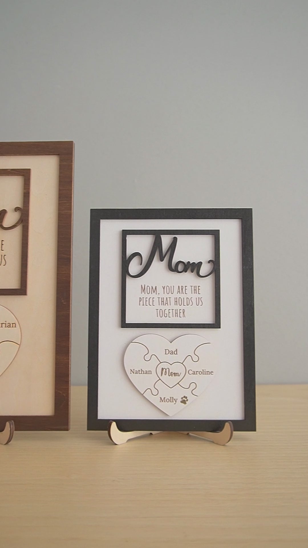 Personalized Wooden Puzzle Frame for Mom Family Gift E82