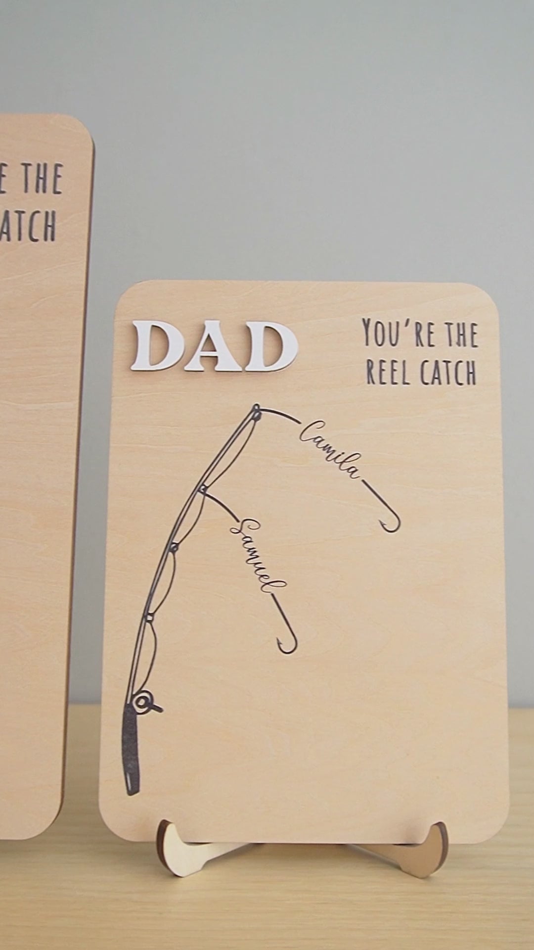 Fishing Handprint Sign for Dad Wood Fathers Day Gift and Personalized Handprint Art Y78