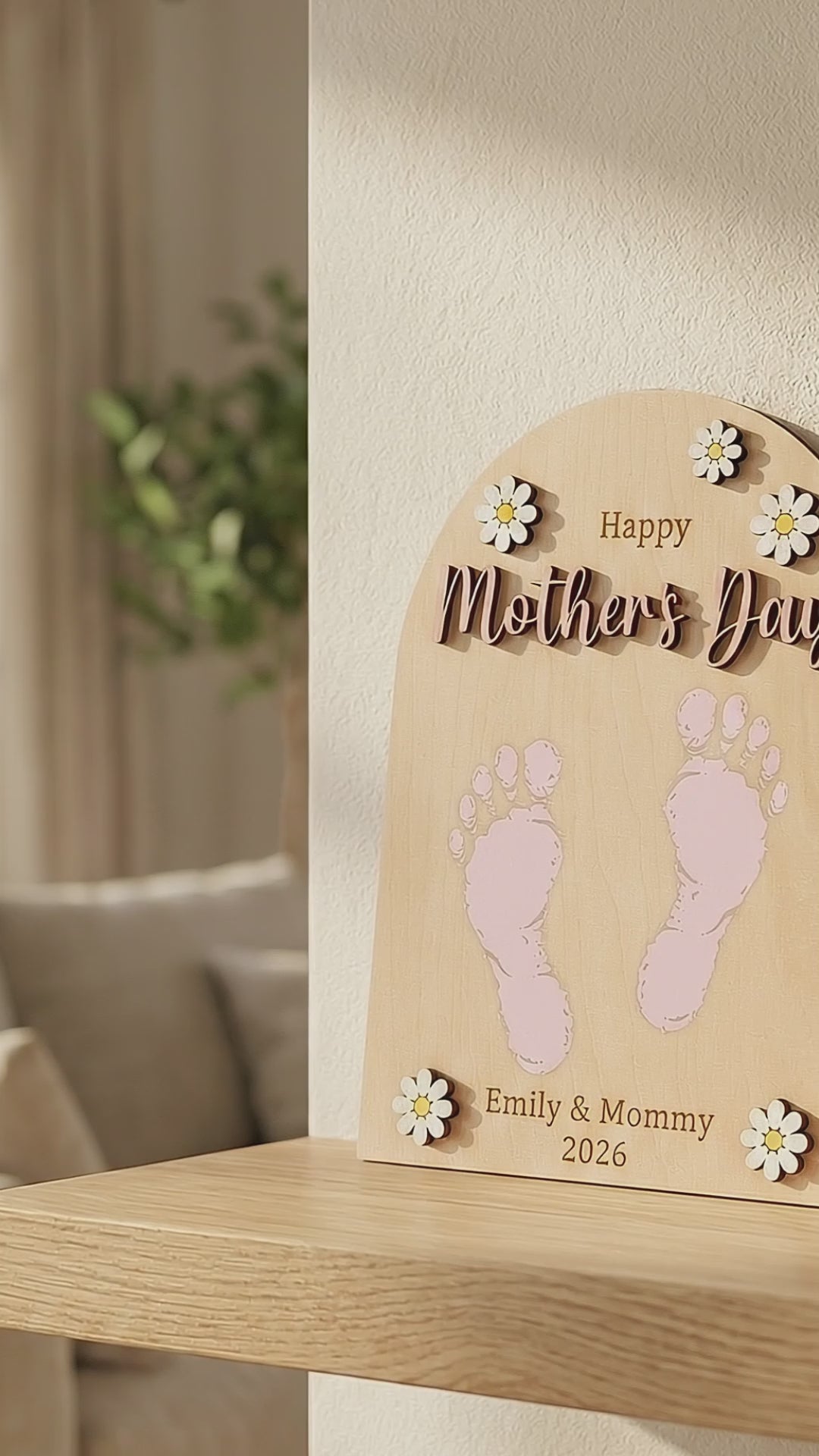 Mother’s Day Handprint Sign Wood Baby Handprint Keepsake Gift D61