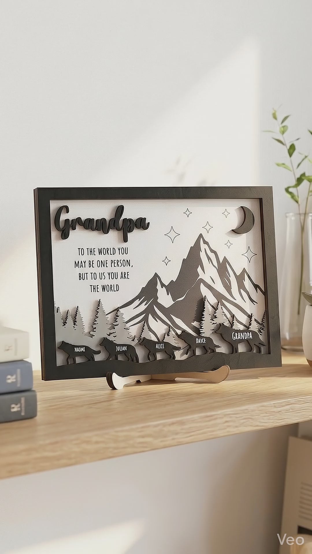 Daddy Wolf Family Wooden Sign Fathers Day Gift Idea for Dad D68