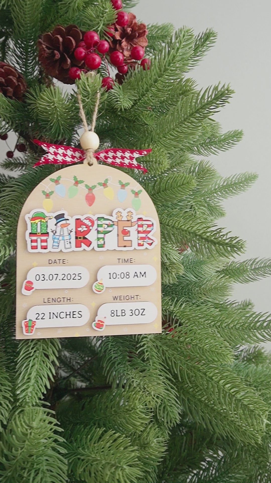 Personalized Baby’s First Christmas Ornament Wood for Newborn Christmas Ornament D45
