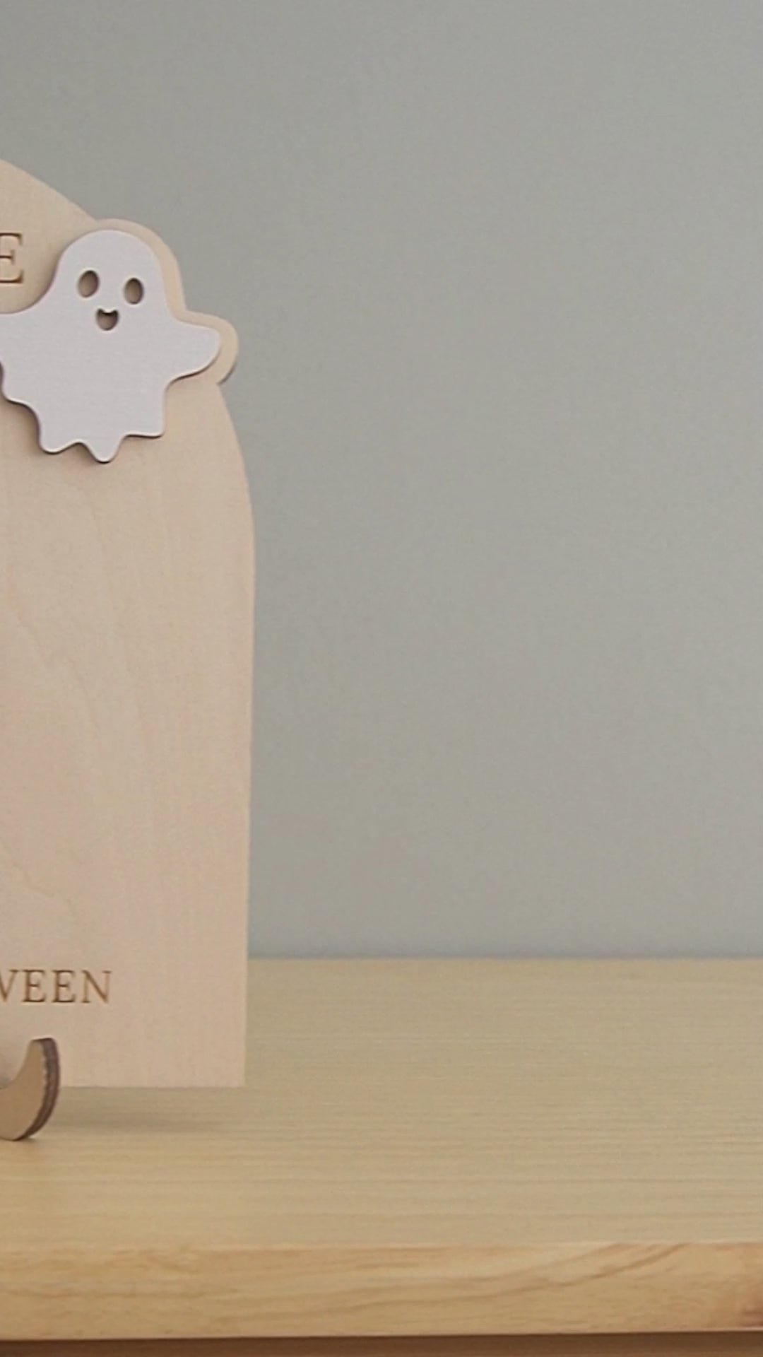 Wooden Halloween Baby Footprint Sign for Babys First Halloween D03