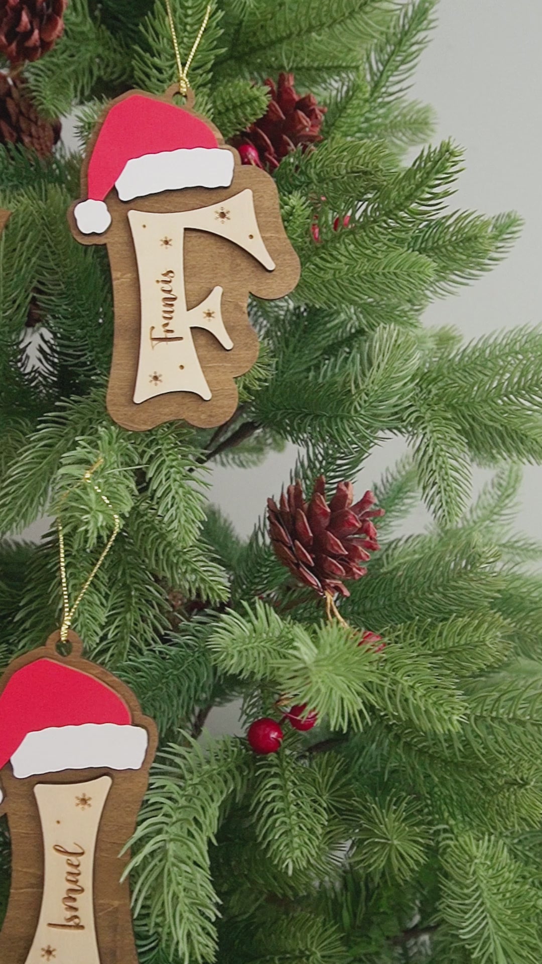 Wooden Christmas Letter Ornament Custom Wood Christmas Tree Ornament and Personalized Initial Ornament D36