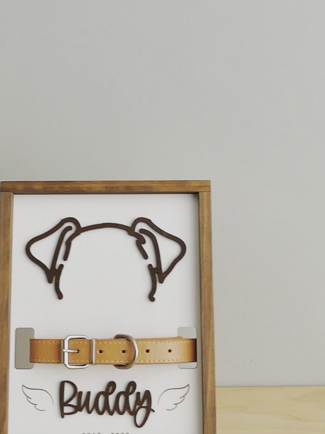 Dog Ear Drawing Framed Wood for Dog Memorial Gift and Pet Decor E88