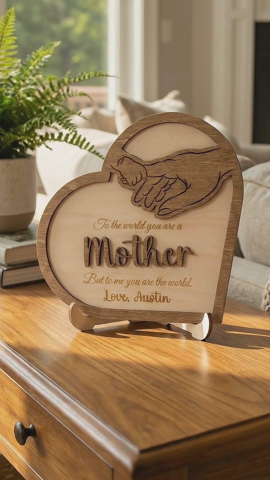 Wooden Mother’s Day Heart Sign Wood for Mothers Day Gift D54