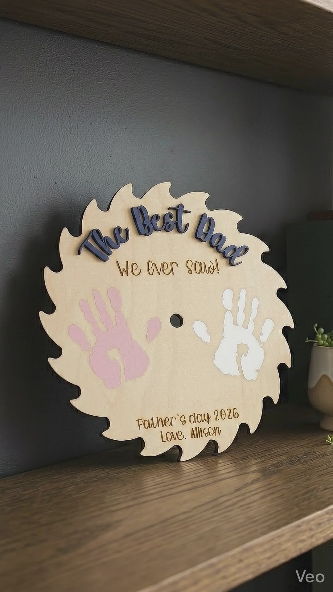 Dad Handprint Wood Keepsake Sign Gift for Dad Rustic Decor D72