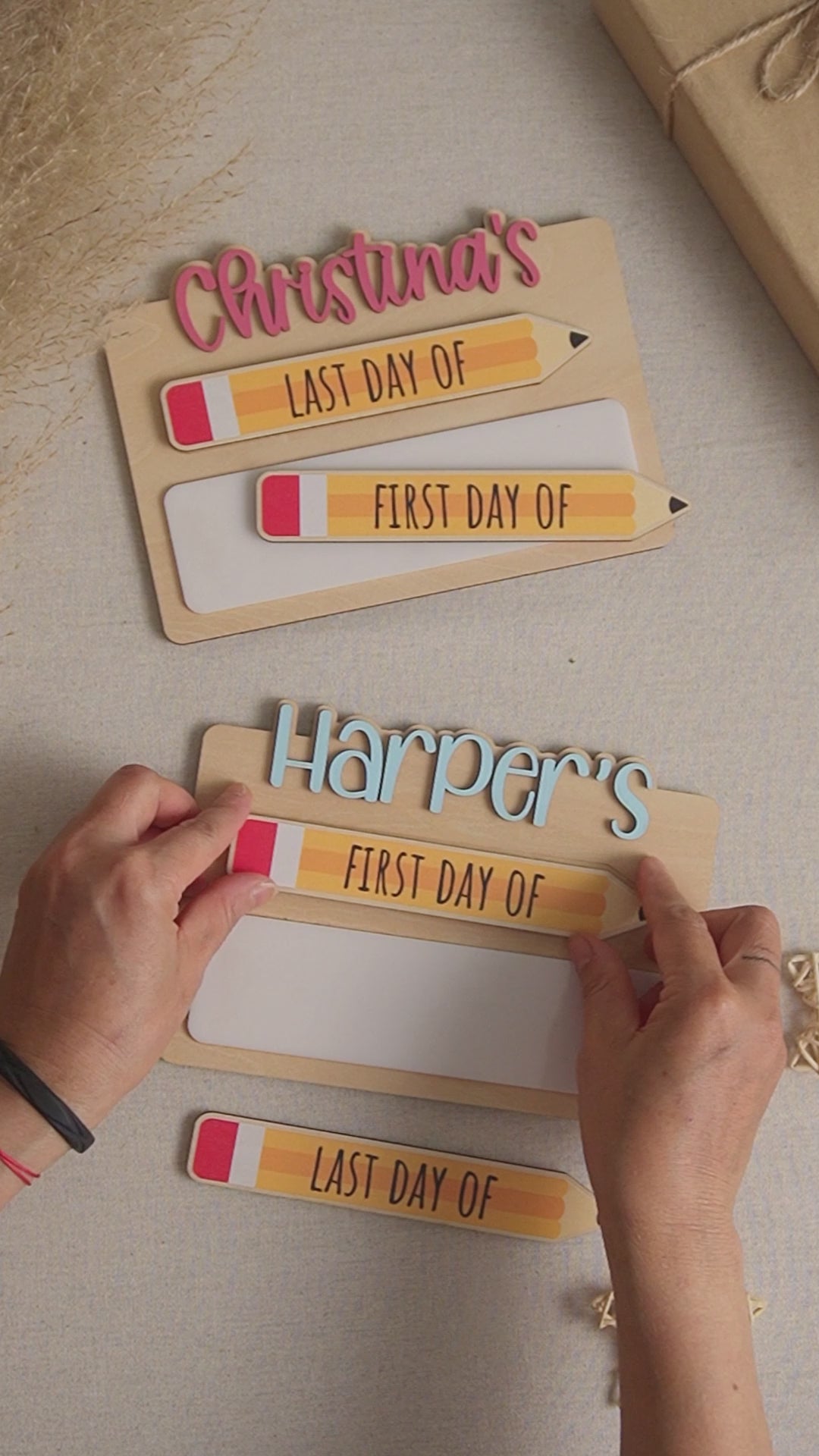 Personalized First Day of School Sign Wood for Kids Memories Y86