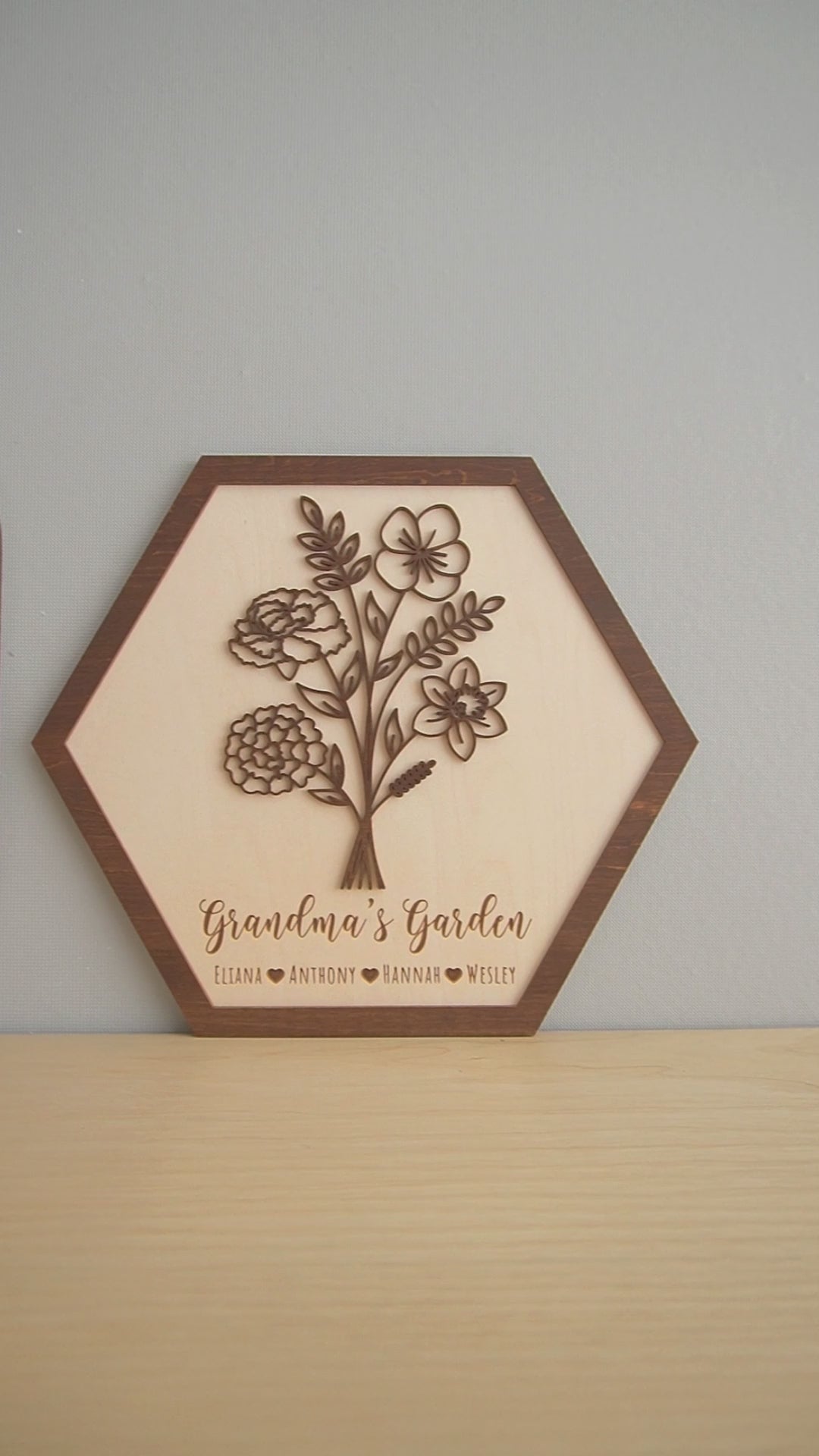Personalized Wooden Family Garden Sign and Gift for Mom J34
