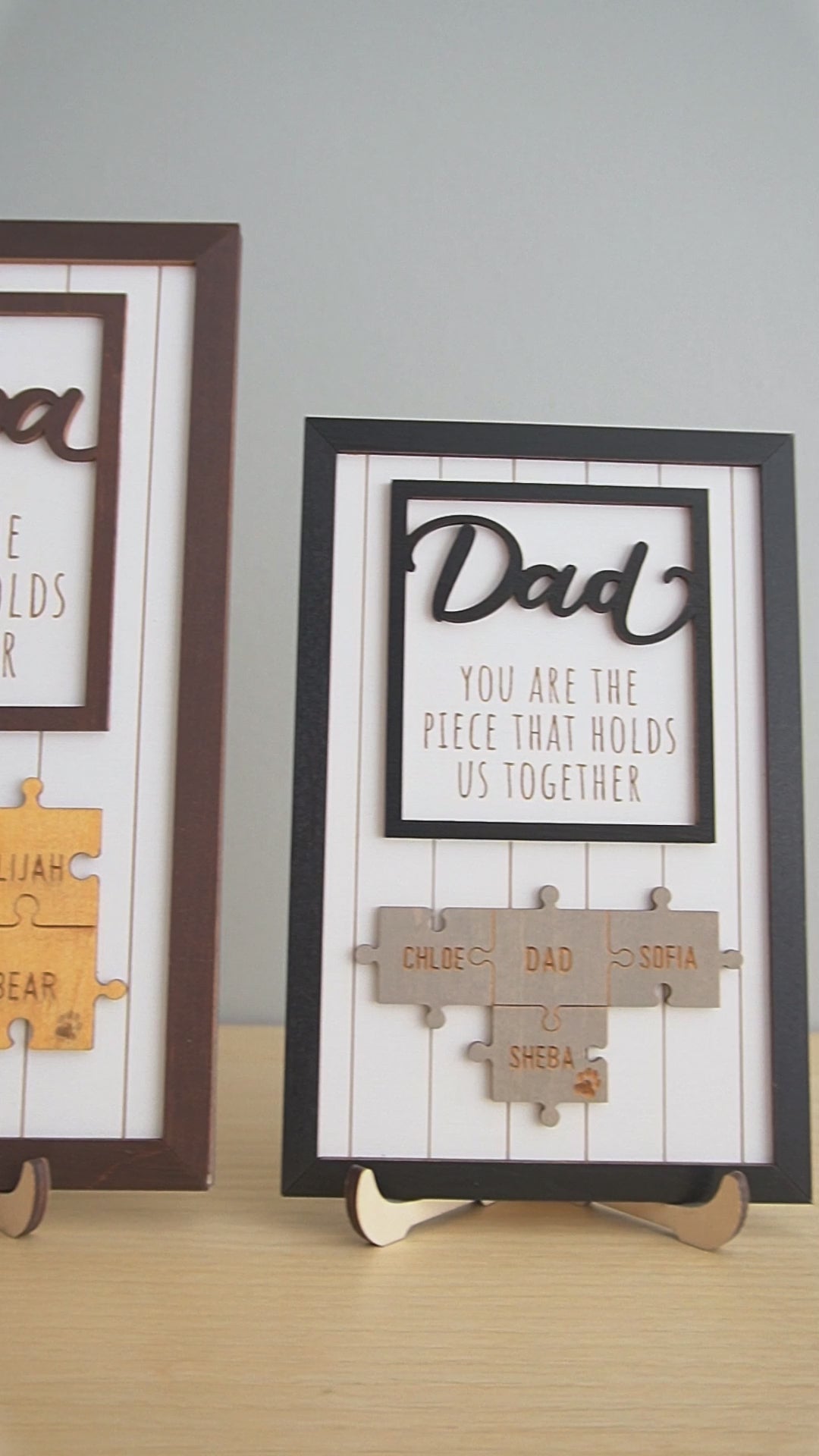 Personalized Wooden Puzzle Frame for Dad Unique Family Gift Y76
