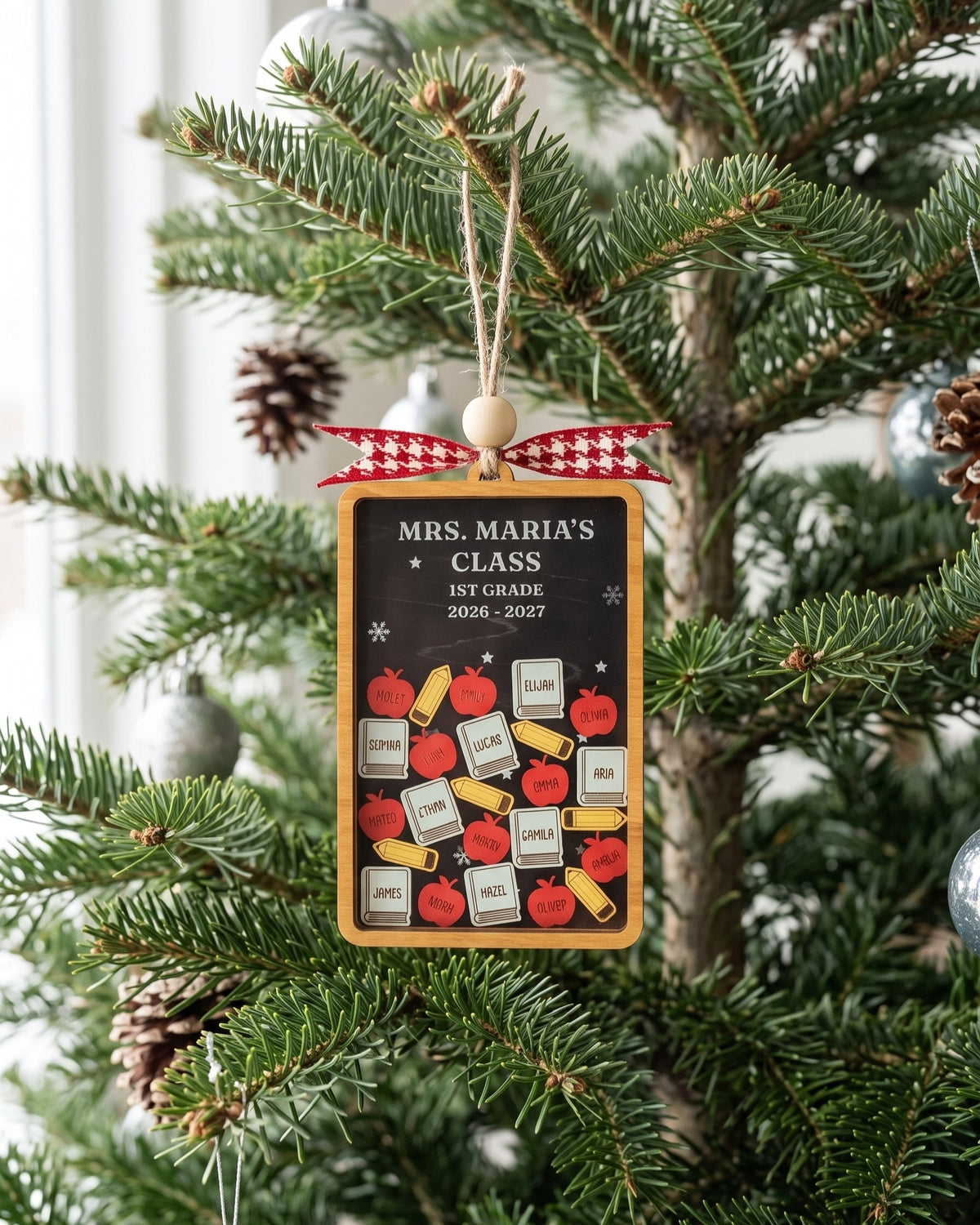 Teacher Shaker Ornament Wood and Teacher Christmas Gift for Tree B40