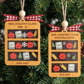 Teacher Shaker Ornament Wood, Christmas Tree Ornament for Decor B50