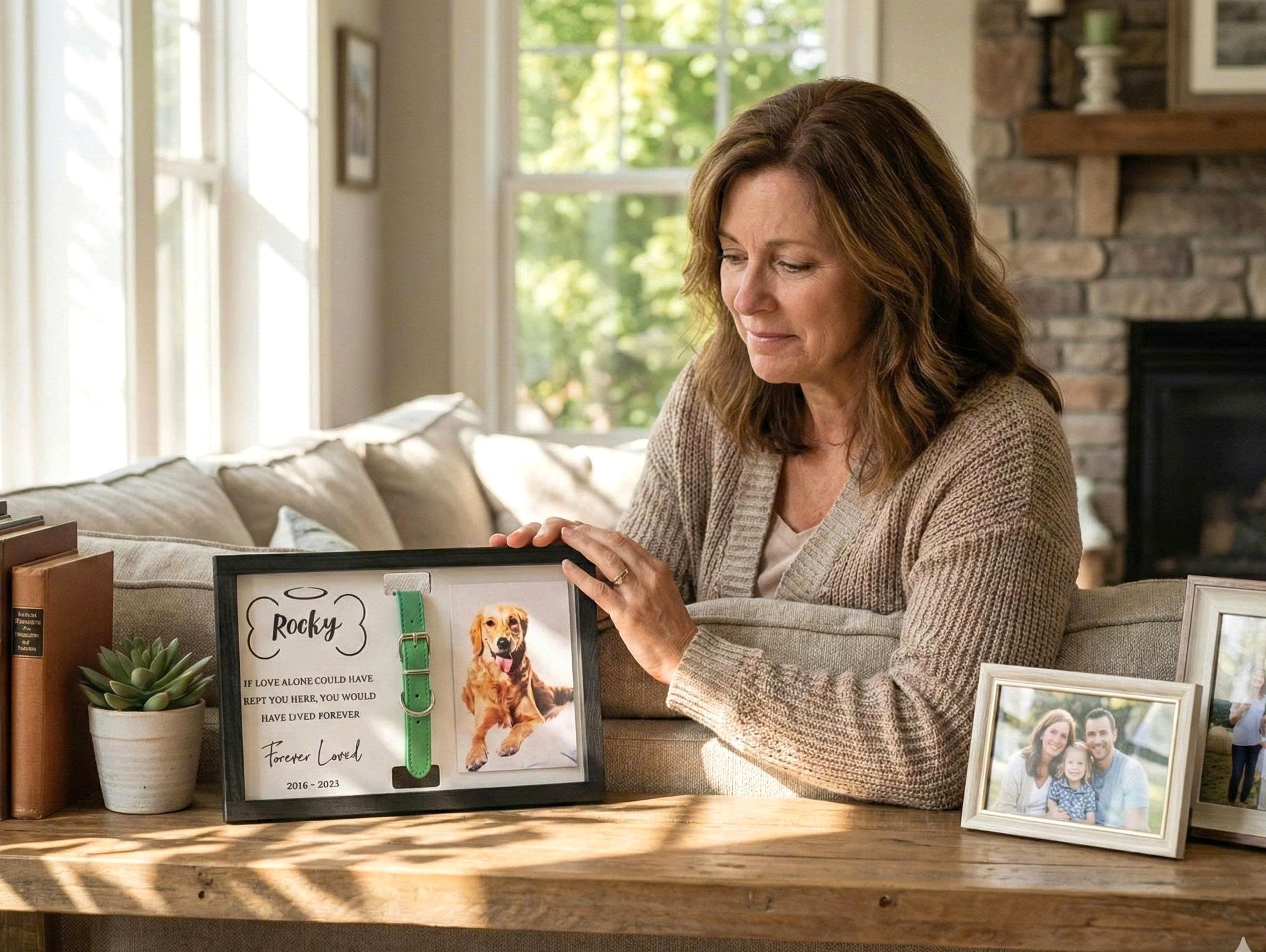 Personalized Pet Memorial Sign Wood Pet Memorial Frame and Custom Pet Collar Frame for Dog Remembrance Gift Y25